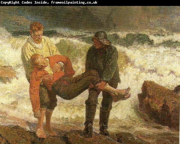 Laurits Tuxen den druknede bringes i land